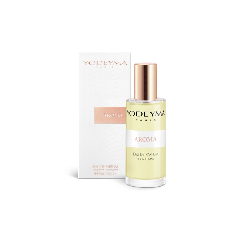 Flacon Yodeyma Aroma 15 ml și cutie, pe fundal deschis