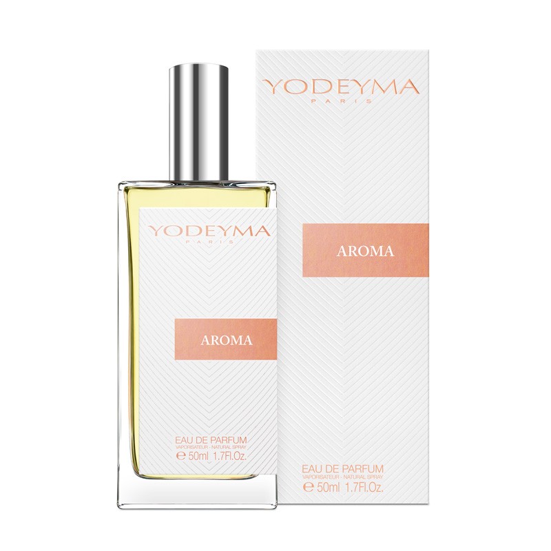 Flacon Yodeyma Aroma 50 ml și cutie, pe fundal deschis