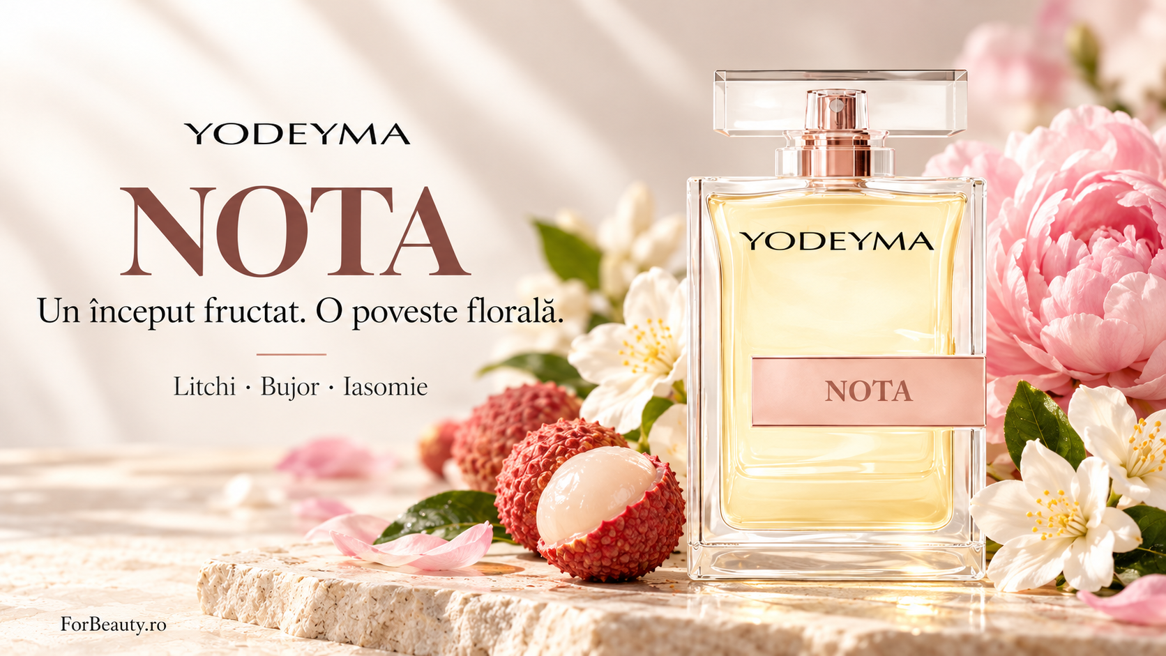 Flacon Yodeyma Nota lângă litchi, bujor și iasomie